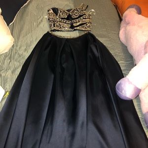 2Piece Navy Blue Prom dress